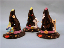 CERAMIC CANDLE WITCH HAT, ASST