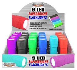 FLASHLIGHT, 9 LED SUPERBRIGHT PROMO--24/display