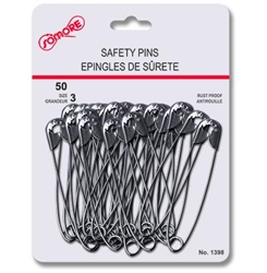 SAFETY PINS, 2" LARGE SILVER--50 PCS