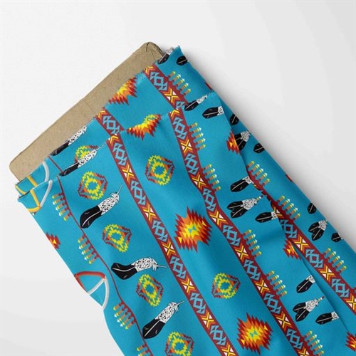 Turquoise Cotton Fabric Bolt Medicine Wheel